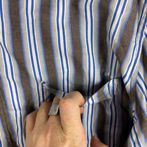 Tasso Elba Shirt Mens XXL Blue White Brown Button Up Collared Striped Office - Picture 4 of 15