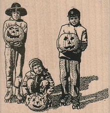 Halloween Trio 2 1/2 x 2 1/2" Rubber Stamp, Halloween Stamp, Halloween Crafts