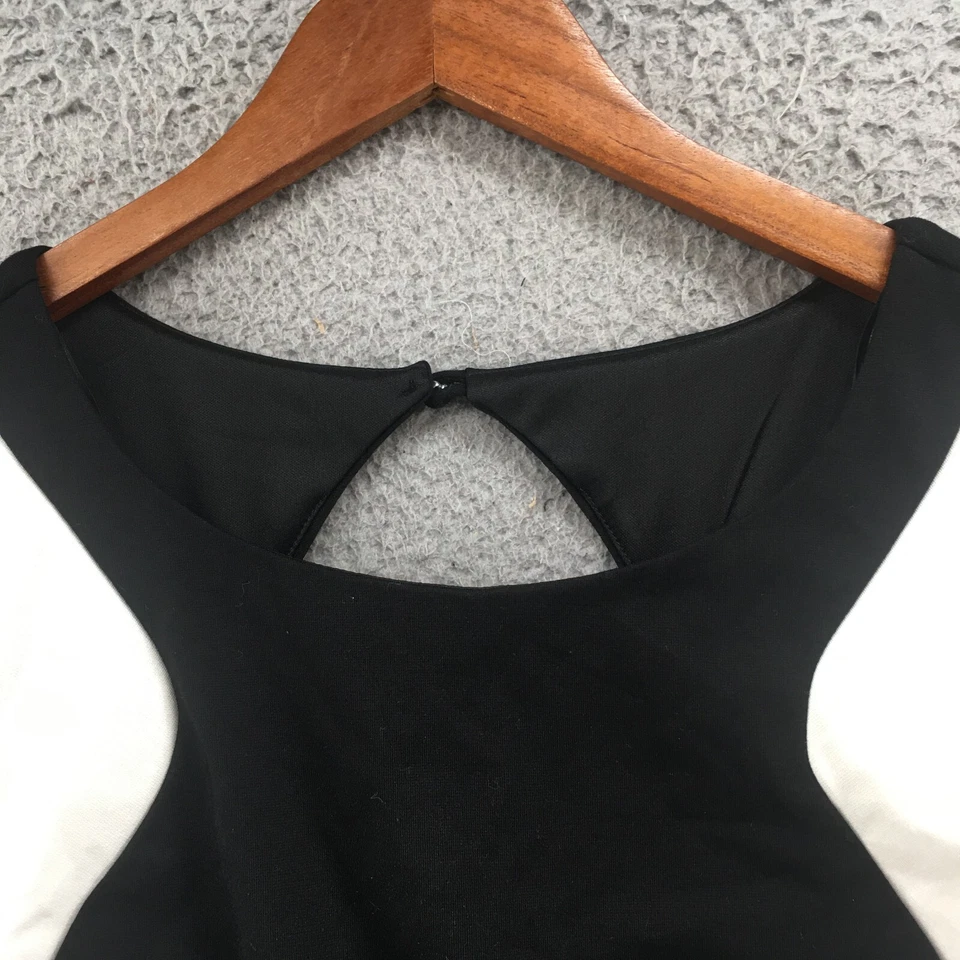 Bisou Bisou Midi 连衣裙女式 14 黑色白色无袖圆领纽扣休闲 — 第 3/4 张图片