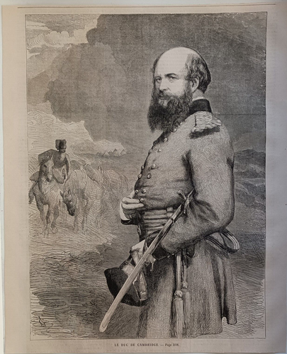 Stampa antica 1861 Duca di Cambridge Giorgio di Hannover - Imagen 1 de 2