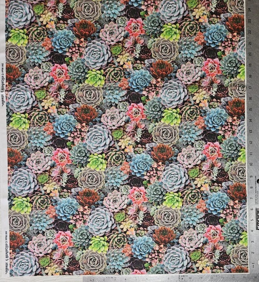 Succulents Succulent Fabric ELIZABETHs STUDIO Quilters Cotton SCANT YARD - Image 3 of 3