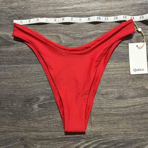 Neu mit Etikett Quince Medium italienisches Bikinioberteil V-Ausschnitt hoher Bund Unterteil rot Bademode - Bild 8 von 12