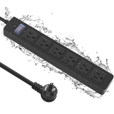 Outdoor Power Strip Waterproof with 6 Outlets, Garden Weatherproof Surge Prot...