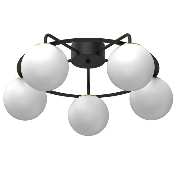 Deckenleuchte Glas Metall Schwarz Weiß Gold E27 Ø62 Cm Flur Deckenlampe Blendarm-image