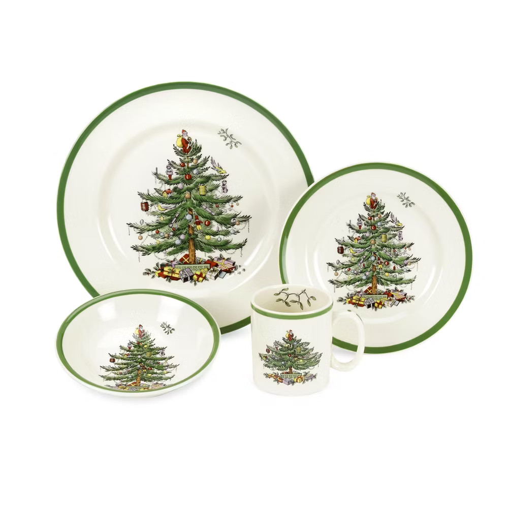 Spode Christmas Tree 4-Piece Dinnerware Setting - Fine Earthenware Holiday