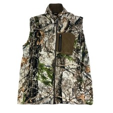 CABELA'S Outdoor Gear Brown Green Camo Woodland Fleece Hunting Vest Men s XL