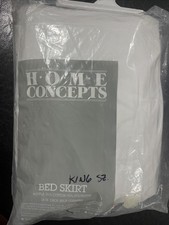 HOME CONCEPTS KING SIZE WHITE RUFFLE BED SKIRT Washable Cotton New