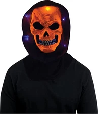 Fun World Black Light Up Skeleton Skull Steve Costume Horror Mask/ Shroud Orange