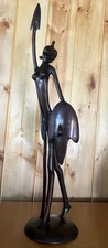 Karl Hagenauer Style Bronze Sculpture Warrior Woman With Shield African Tribal