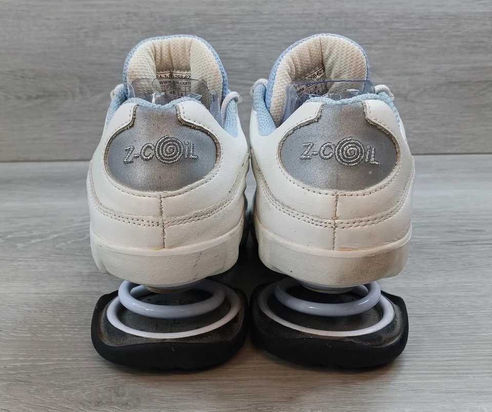 Zapatos deportivos cómodos Z Coil para mujer blancos azules 8 mallas con cordones Foto 4 de 4