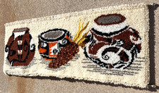 Vtg Latch Hook Wall Hanging Southwestern Indian Basket Design Rug 22x58 Native