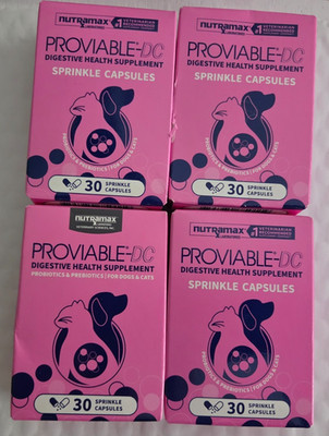 4x Nutramax Proviable DC DIGESTIVE HEALTH 30 Sprinkle Capsules for Dogs and Cats