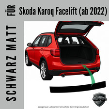 Ladekanten Lackschutzfolie  für Skoda Karoq Facelift ab 2022 schwarz seidenmatt