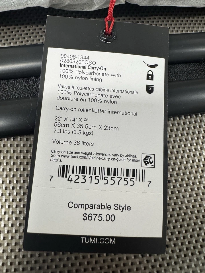 TUMI Vapor International 4 WHEEL CARRY-ON Hard Shell Case SPINNER 22" Champagne - Image 4 of 4