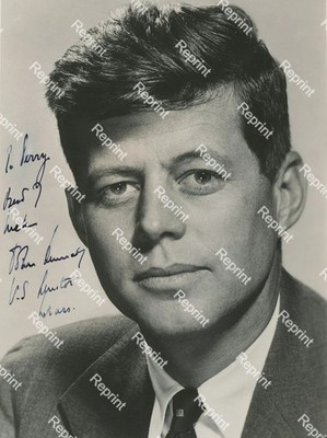 John F.Kennedy Frühere President USA Vintage B/B Nachdruck Signiert Foto 8 '' X11