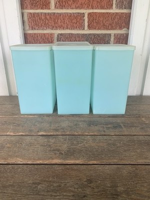 Vintage Tupperware Light Blue Freezer Rectangle Container With Lid Lot Of 3