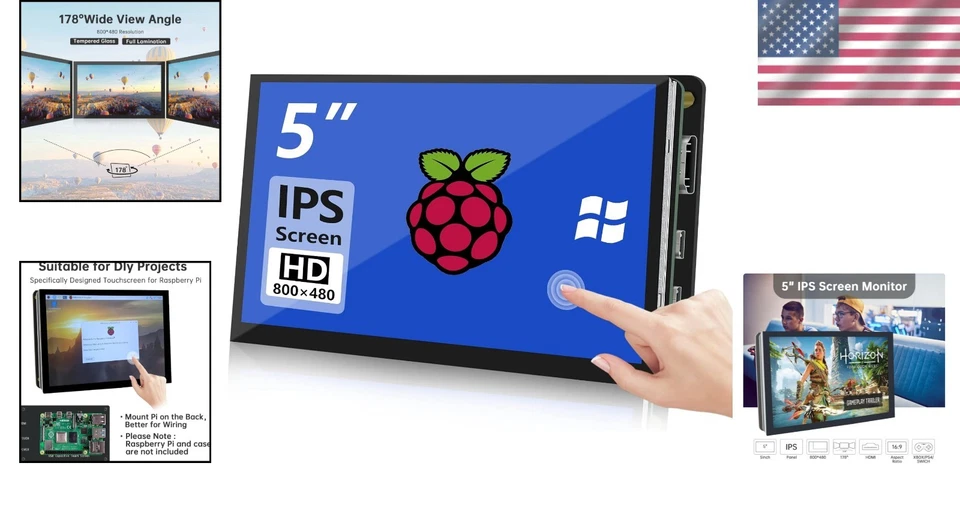 5'' Raspberry Pi Touchscreen Monitor - 800x480 HDMI Display for DIY Projects - Image 2 of 4