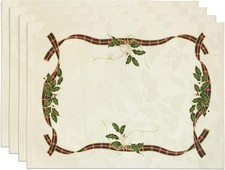 Lenox Holiday Nouveau Placemats Set of 4 Large Polyester
