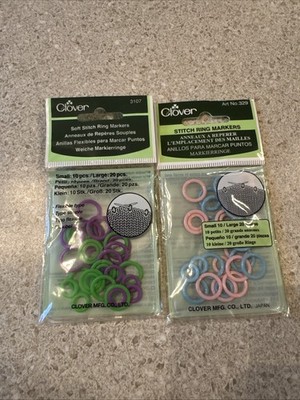 Lot of 2 Clover # 329 and #3107 Stitch Marker Rings Small/Large 30/Pkg New