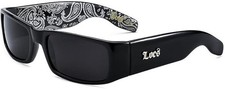 Locs Hardcore Sunglasses - Black Frame with Blue Paisley Interior - UV Protectio