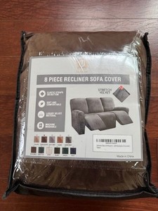 NEW ULTICOR Velvet 8-Piece Recliner Sofa Cover - Chocolate/Brown