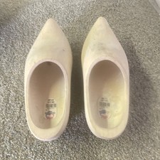 Made in Holland Wooden Shoe Clogs Beige Wood Traditional 7 1/2 US.EU 37-38 24