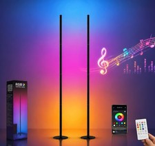 2-Pack Smart RGB Floor Lamps 63 Inch 1300LM App Remote Music Sync Corner Black