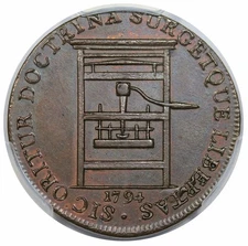 1794 Franklin Press Token, W-8850, PCGS MS62BN