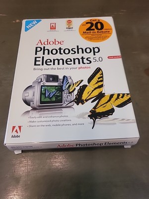 Adobe Photoshop Elements 5.0 Software - Photo Editor Win XP PC CD