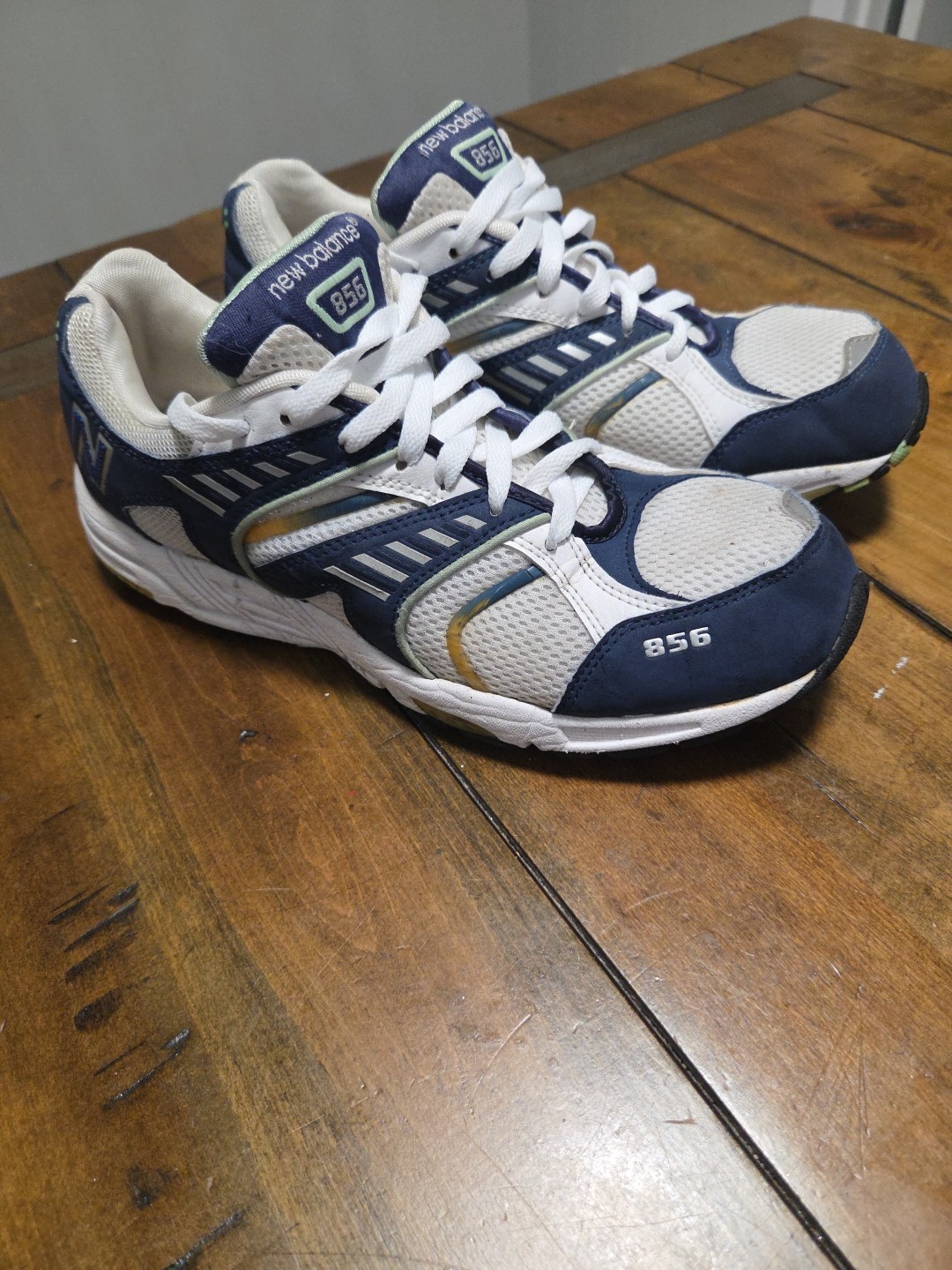 New Balance 856 Women Size 11 White Blue Leather Rollbar Running Sneaker WX856 image 2