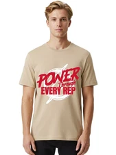 Power-Through-Every-Rep Mens Graphic Tee,100% Cotton,Casual Summer Wear