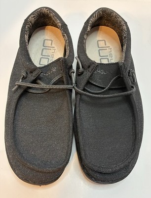 Hey Dude Wally Youth Basic Black Sz 6 Boys Casual Loafers Slip On Shoes L7