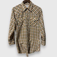 Vintage H Bar C California Ranchwear Plaid Pearl Snap Western Shirt 15.5/33 M