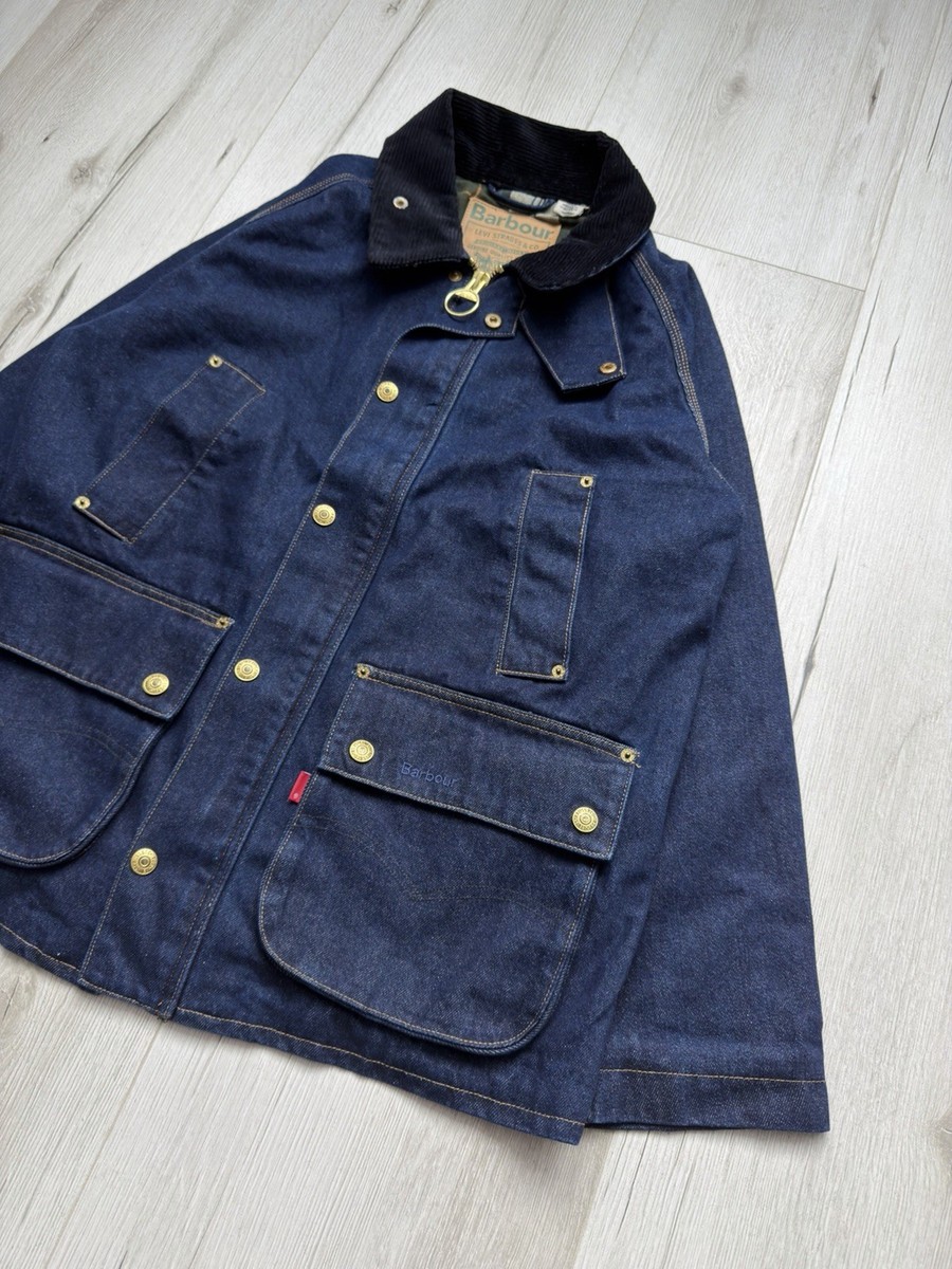 Levi's x Barbour Oversized Bedale Denim Jacket Blue Unisex Size XS