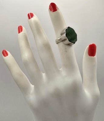 Vintage Jade Ring aus 925er Silber Größe 51 (16,2 mm Ø)