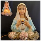 Vintage Michigan Composition Chalkware Virgin Mary Sacred Heart Lamp 1957 — photo 2
