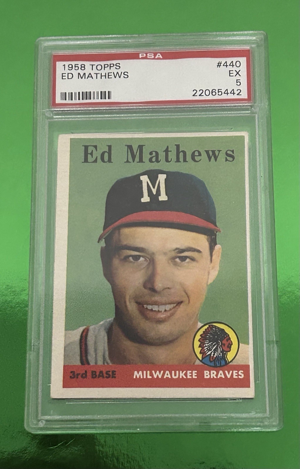 1958 Topps Ed Mathews Milwaukee Braves HOF Excellent #440 PSA 5 EX++ Crisp