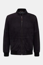 Black Bomber Flight Real Suede Leather Jacket For Men