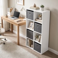 Homcom BüCherregal BüCherschrank Mit Stoff-Schubladen, Offenen Regalen, Grau