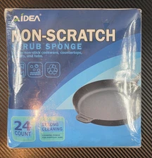 Aidea Non-Scratch Scrub Sponge Strong Cleaning 20 Count Blue