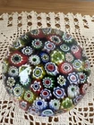Vintage Murano Glass Italy Millefiori Star Flowers Art Italian Glass Paperweight