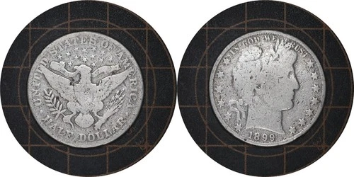 ½ Dollar 1899 United States Silver Coin Barber # 116