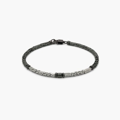 Tateossian Croce Bamboo bracelet in grey and silver hematite Size M