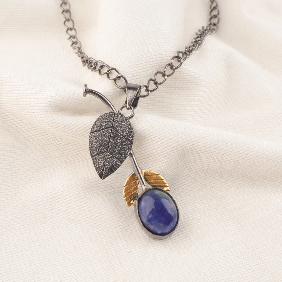 Sodalith natürlicher Edelstein 925 Sterlingsilber handgefertigter Schmuck Anh... - Bild 4 von 4