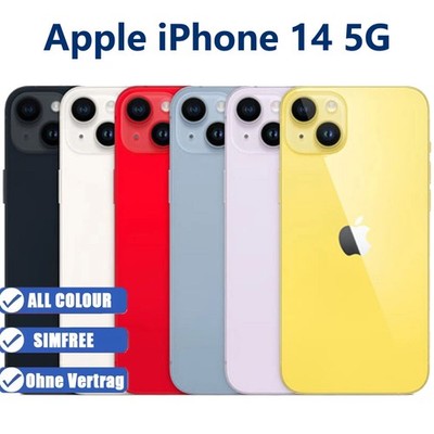 Neu Apple iPhone 14 (5G) 128GB/256GB Ohne Vertrag Smartphone 6.1'' Alle Farben