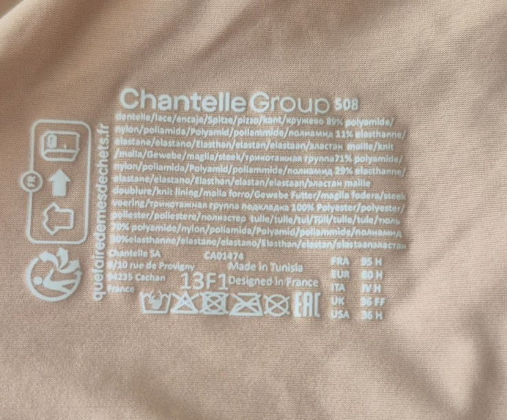 Chantelle Group 13F1 Underwire Unlined Mesh Full Coverage Bra size 36H nude blus