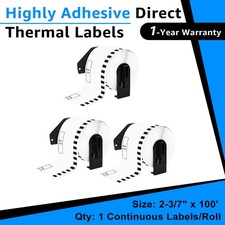 3Rolls 2.4"x100' Continuous Paper Tape DK-2205 for Brother QL Label Printer