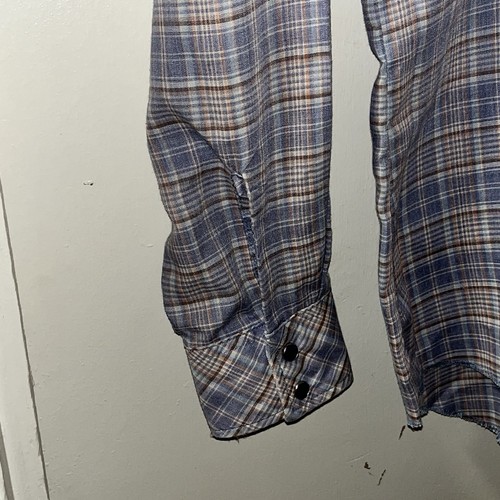 Vintage Wrangler Pearl Snap Button Up Long Sleeve Plaid Size Medium Rainbow Tag - Picture 4 of 5