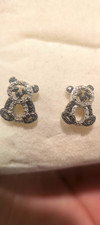 925 Silver Panda Bear Earrings Black And Clear Diamonds Macy's 