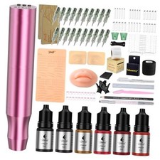 Microblading Tattoo Gun Kit, 1400mAh Cordless Tattoo Pen Eyebrow Pencil Pink